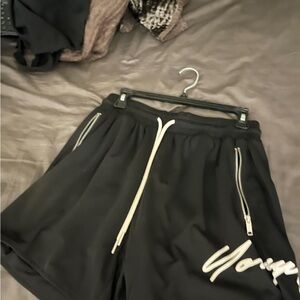 YoungLA Black Athletic Shorts with White Detailing